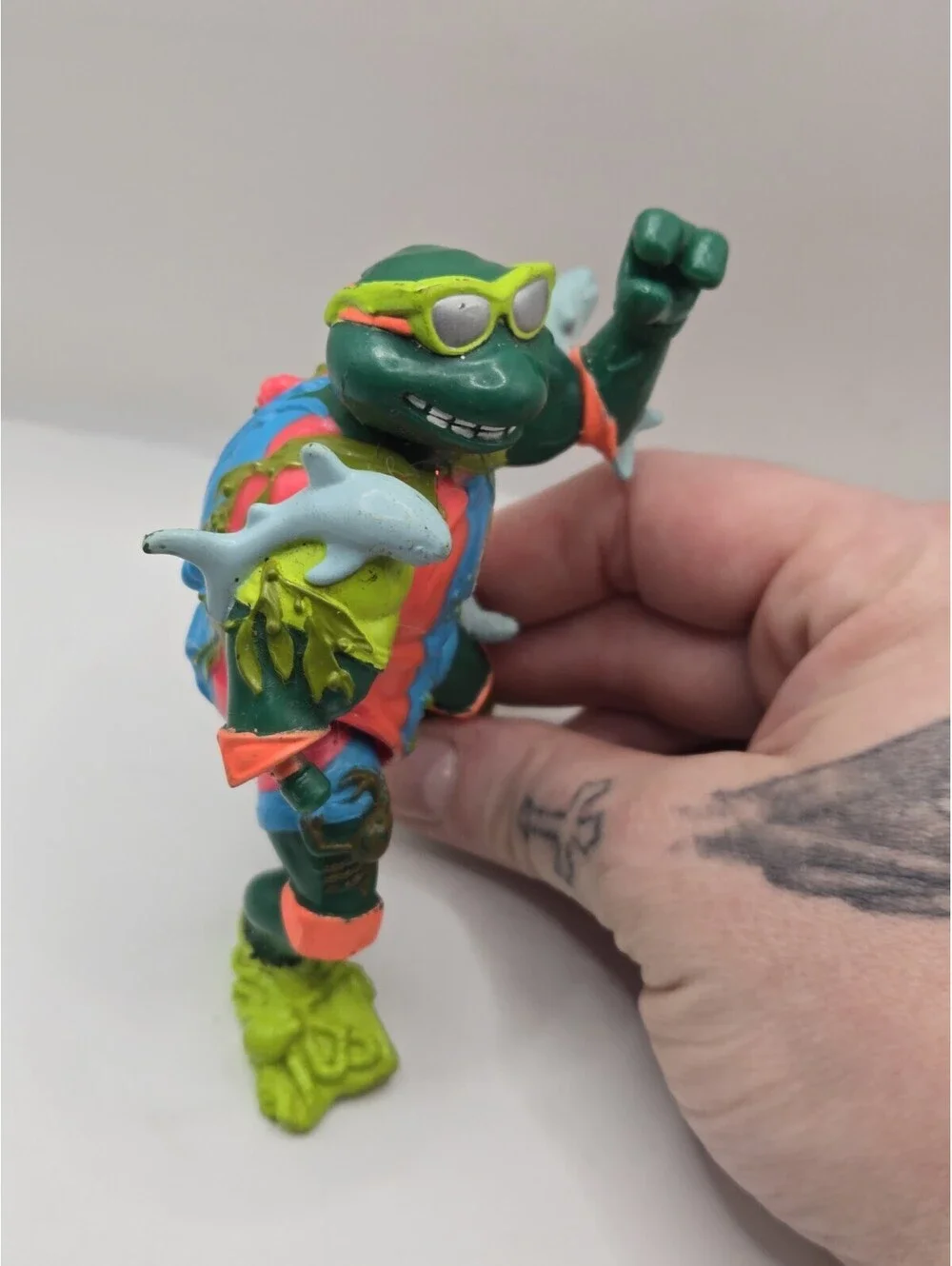 Vintage 1990 TMNT Teenage Mutant Ninja Turtles Mike the Sewer Surfer Missing Arm